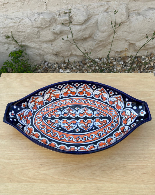 Andalus Serving Dish - Clementine on Cobalt