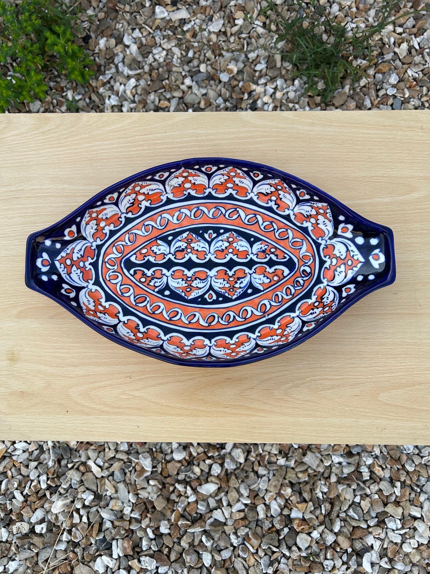 Andalus Serving Dish - Clementine on Cobalt