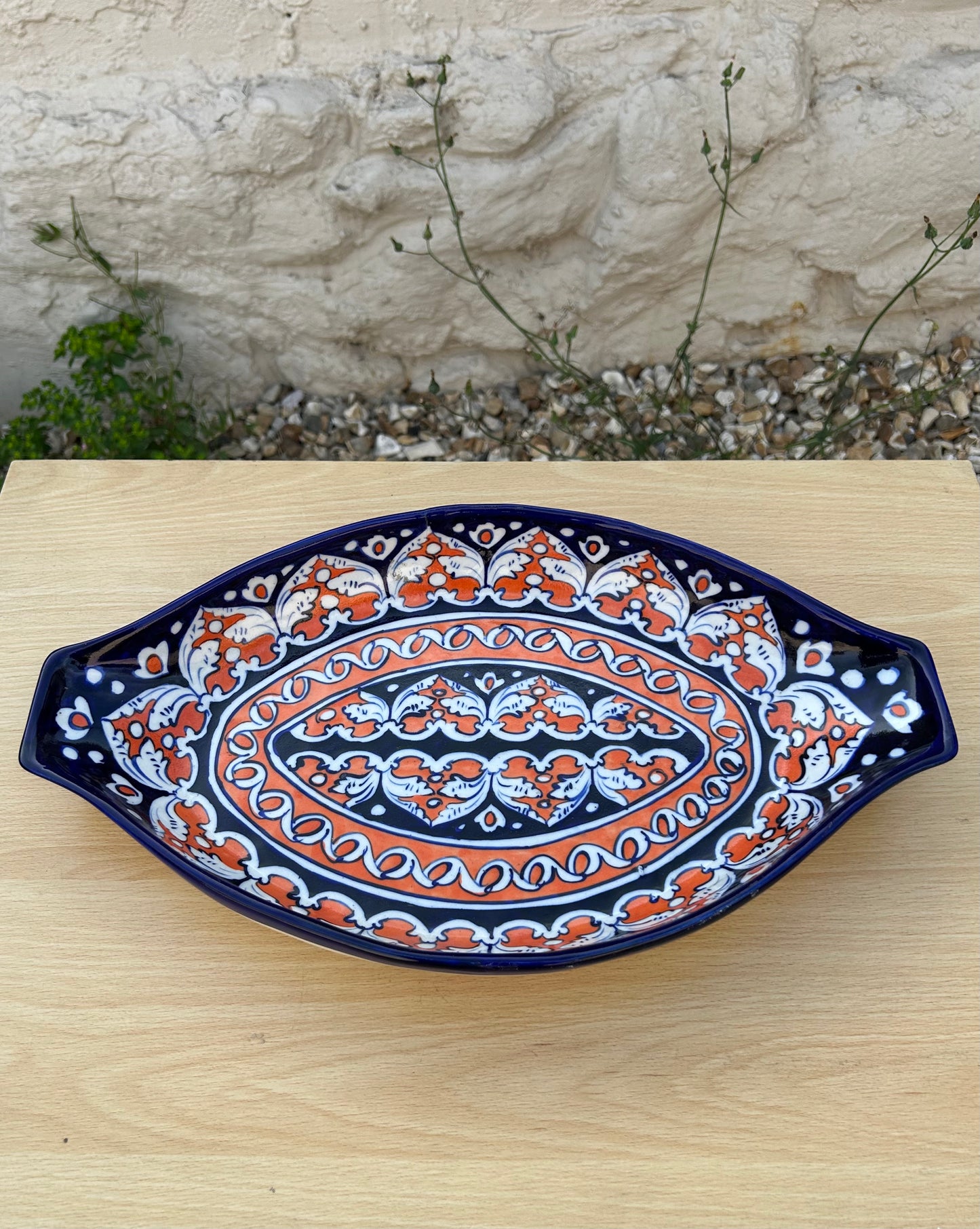 Andalus Serving Dish - Clementine on Cobalt
