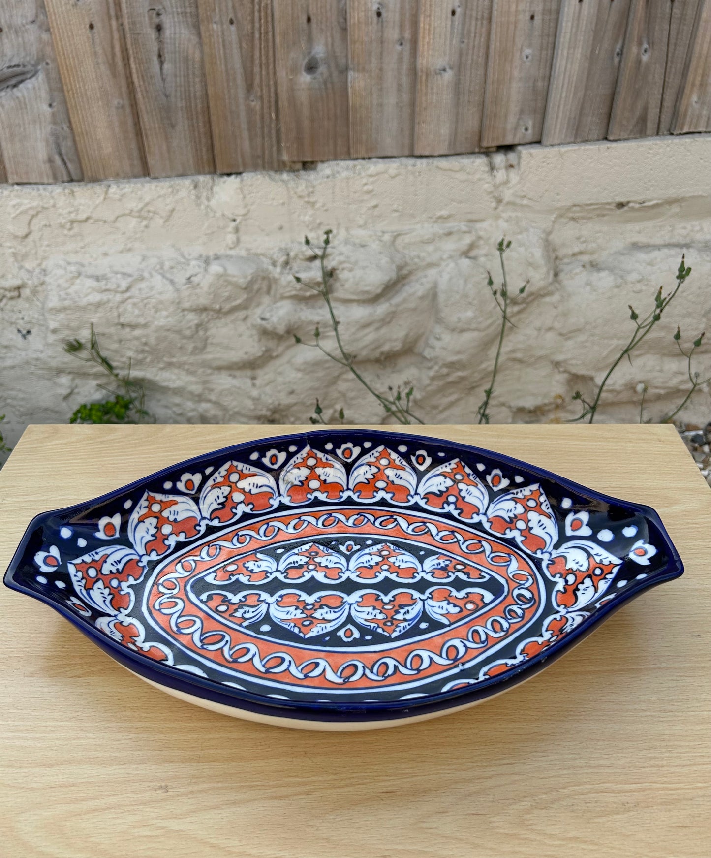 Andalus Serving Dish - Clementine on Cobalt